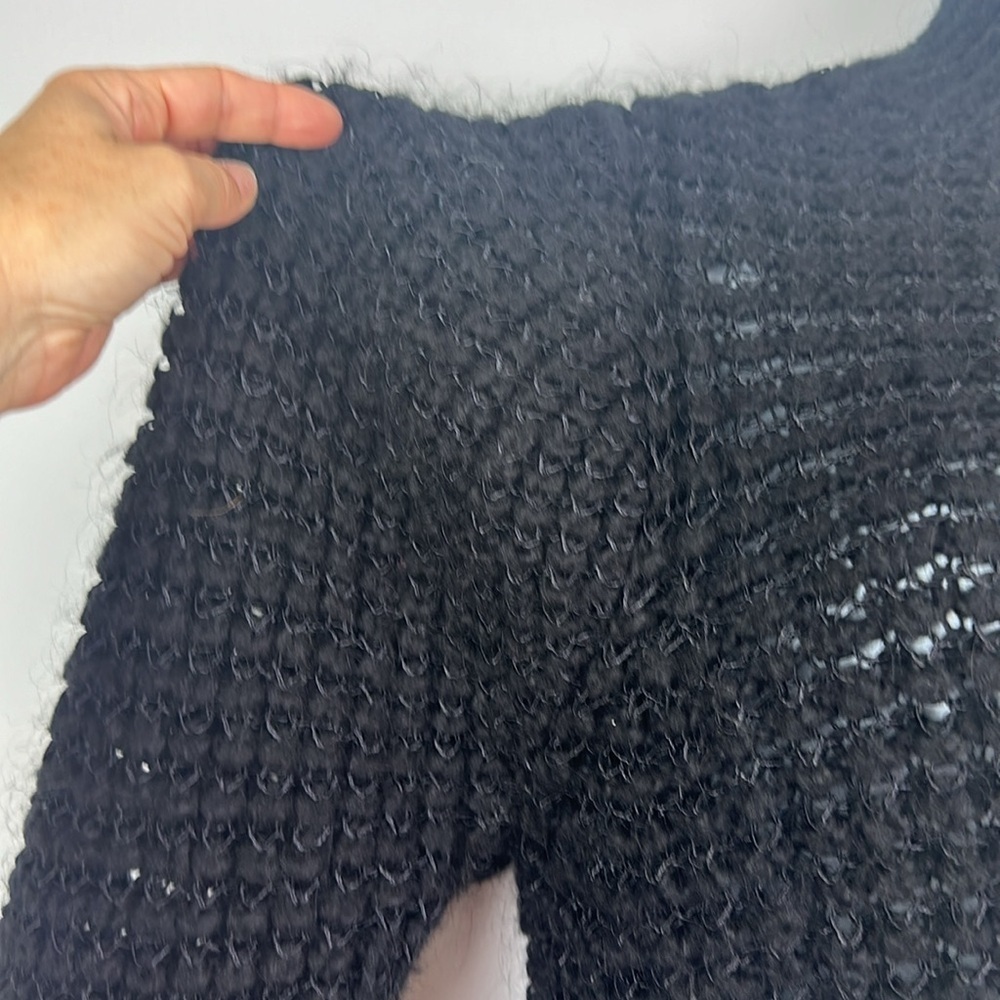 Zara Dolman Sleeve High Neck Chunky Knit Sweater SM Top Wool Acrylic Blend Black - Picture 10 of 16